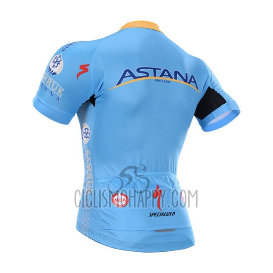 Astana Cycling Jersey Bib Short 2015 Short Sleeve Light Blue